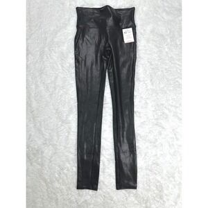 Spanx Faux Leather Leggings Black‎ High Waisted Tummy Control size Small